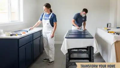 Professional kitchen cabinet painting in Lynchburg, VA showcasing freshly refinished white cabinets