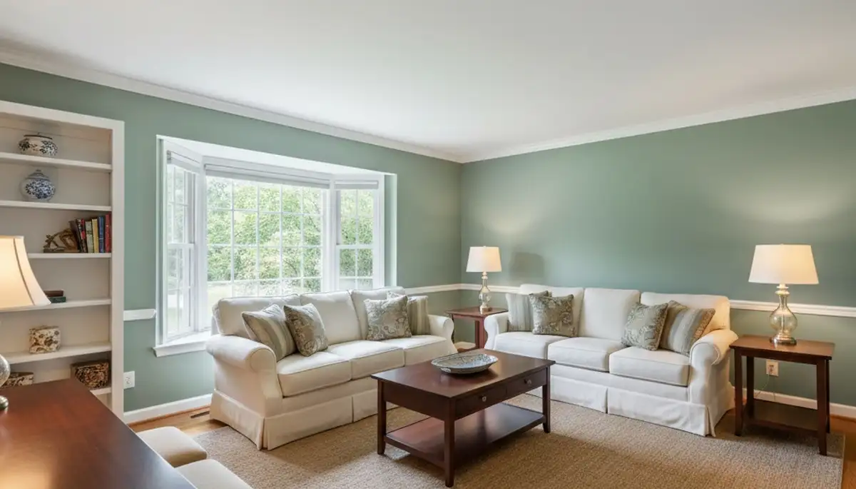 Freshly painted Lynchburg, VA living room with smooth professional interior finishes and modern colors
