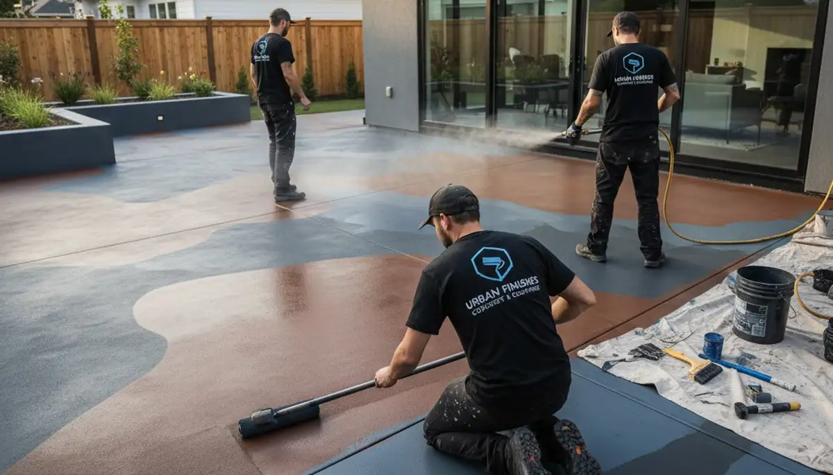 Professional concrete staining on driveway in Lynchburg, VA by local house-painting experts