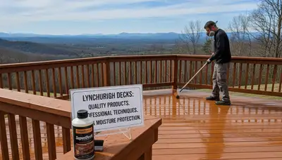 Professional deck staining in Lynchburg, VA enhancing wood beauty with UV and moisture protection