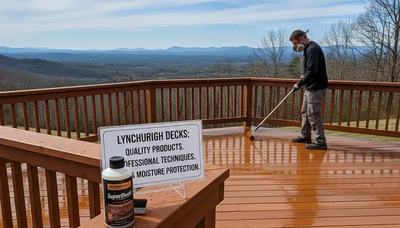 Professional deck staining in Lynchburg, VA enhancing wood beauty with UV and moisture protection