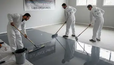 Professional epoxy floor coating in Lynchburg, VA garage by local house-painting experts