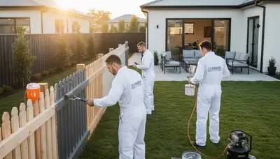 Professional fence painters applying weather-resistant coating in Lynchburg, VA