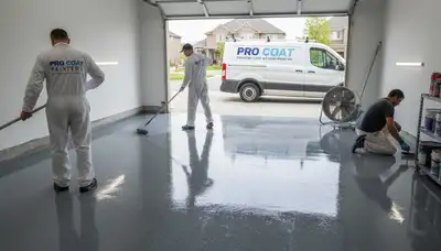Epoxy garage floor coating by professional painters in Lynchburg, VA for durable, glossy finish