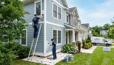 Professional house painters in Lynchburg, VA refreshing home exterior with high-quality paint finish