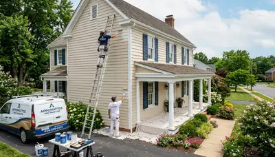 Professional house painters refinishing home exterior in Lynchburg, VA