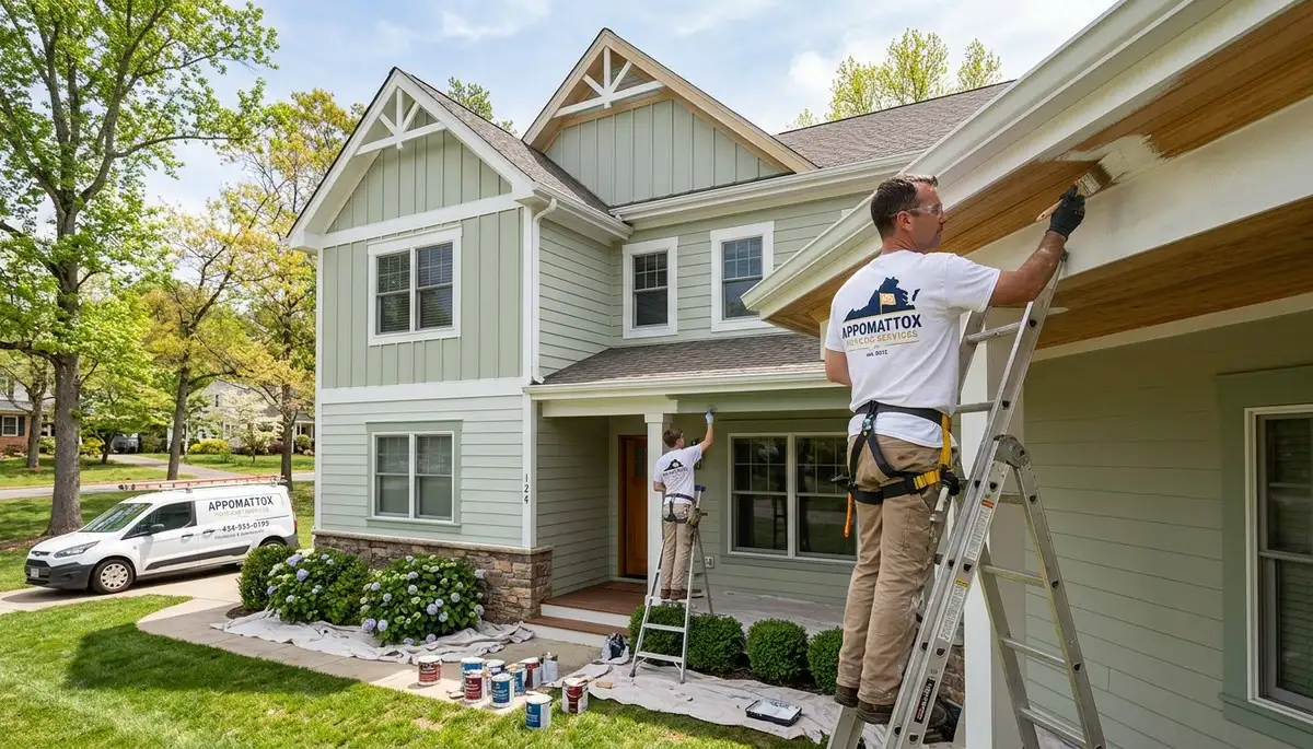 Professional house painters transforming home exterior in Lynchburg VA
