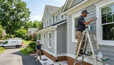 Professional house painters improving home exterior in Lynchburg, VA