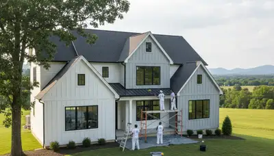 Professional house painters improving home exterior in Lynchburg, VA