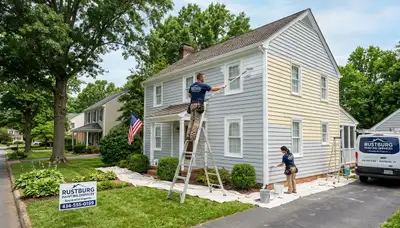 Professional house painters transforming home exterior in Lynchburg, VA