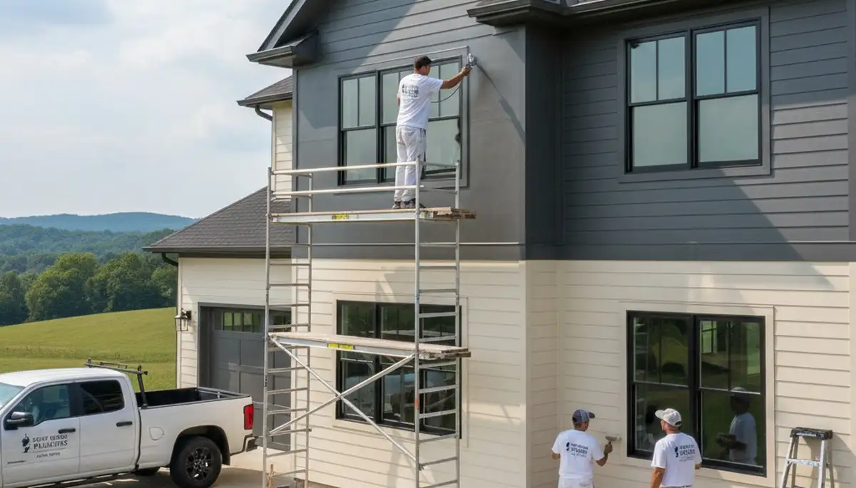 Lynchburg, VA house painting crew painting a home exterior for professional residential painting services
