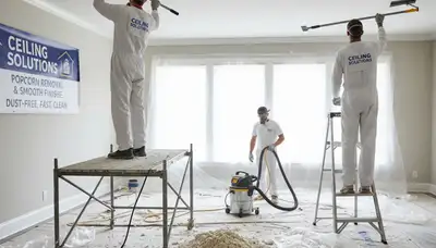 Painter removing popcorn ceiling in Lynchburg VA home for smooth modern finish