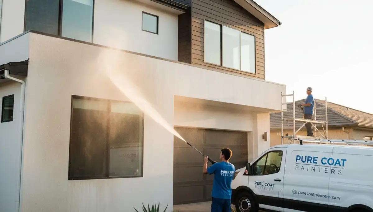 Professional pressure washing home exterior in Lynchburg, VA for expert surface restoration