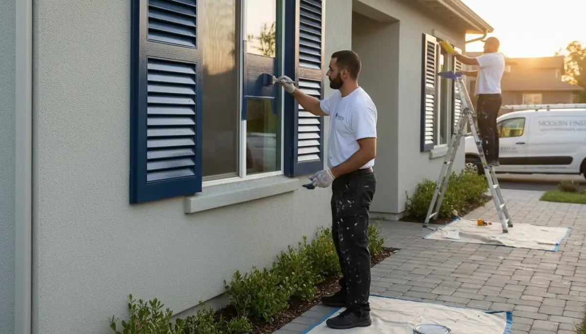 Professional shutter painting by expert house painters in Lynchburg, VA enhancing home exteriors