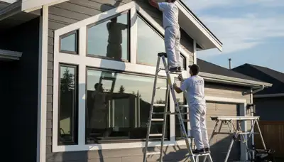 Professional trim and fascia painting on Lynchburg VA home exterior by expert house painters