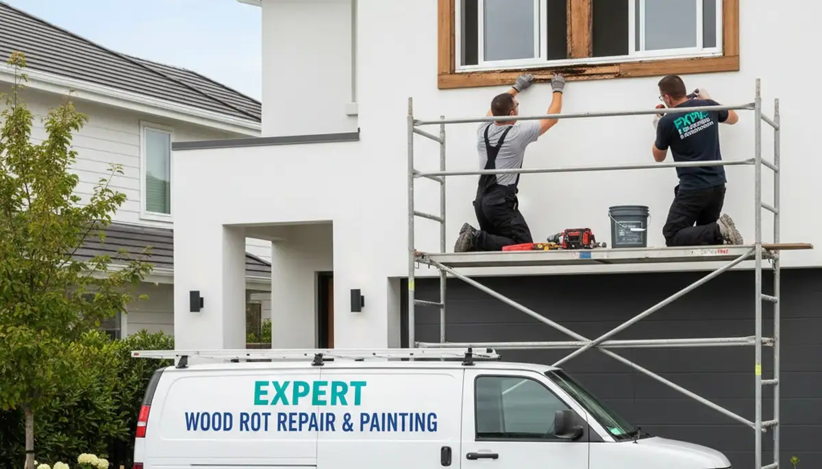 Professional wood rot repair on Lynchburg VA home exterior by expert house painters
